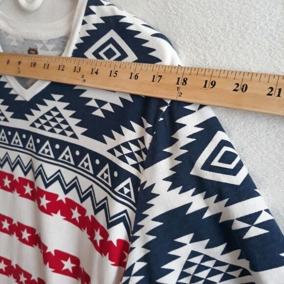 Route 66 T Shirt Men Large Red White Blue Stars Short Sleeves V Neck Lightweight - Picture 4 of 9